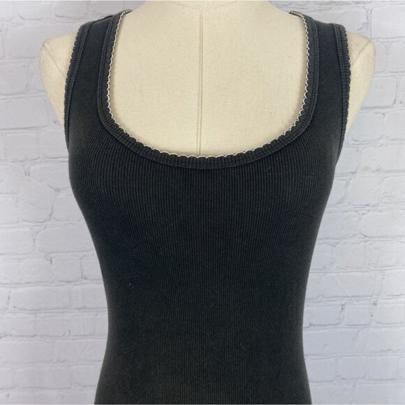 ⭐ 3/$15 Vintage Y2K Moda International XS Cotton Black Crochet Boho Midi Dress - Picture 2 of 10